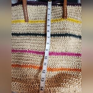 Striped Woven Tote Bag